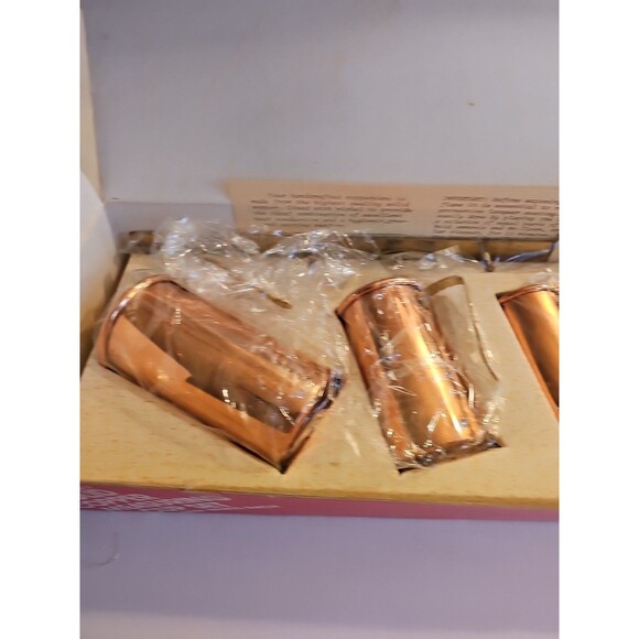 benjamin & medwin inc 4 pc solid copper measuring cup set with brass rack - Picture 2 of 7